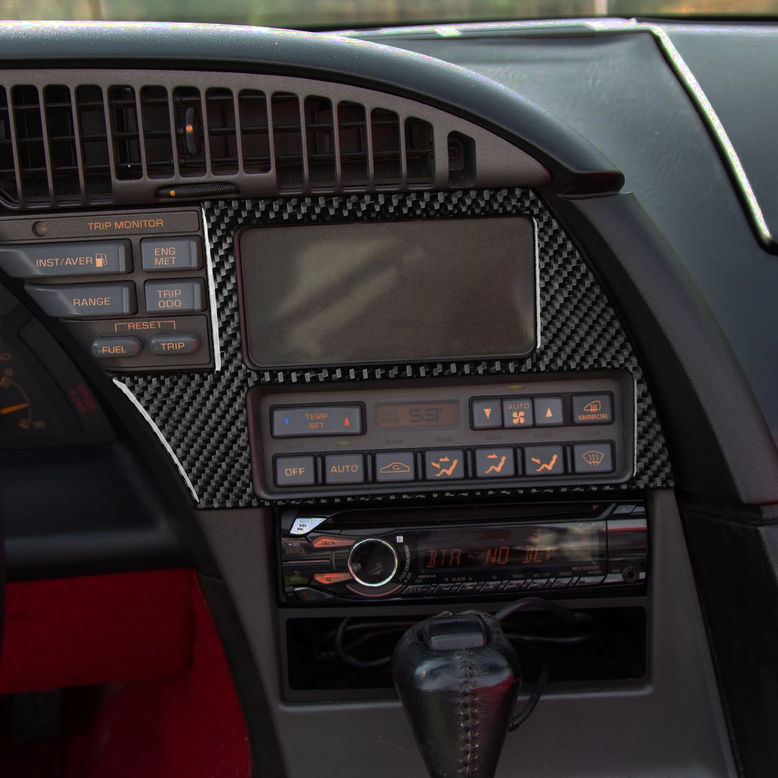Real Carbon Fiber Car Accessories Center Infotainment Screen Trim Soft Cover Sticker For Chevrolet Corvette C4 1991 1992 1993