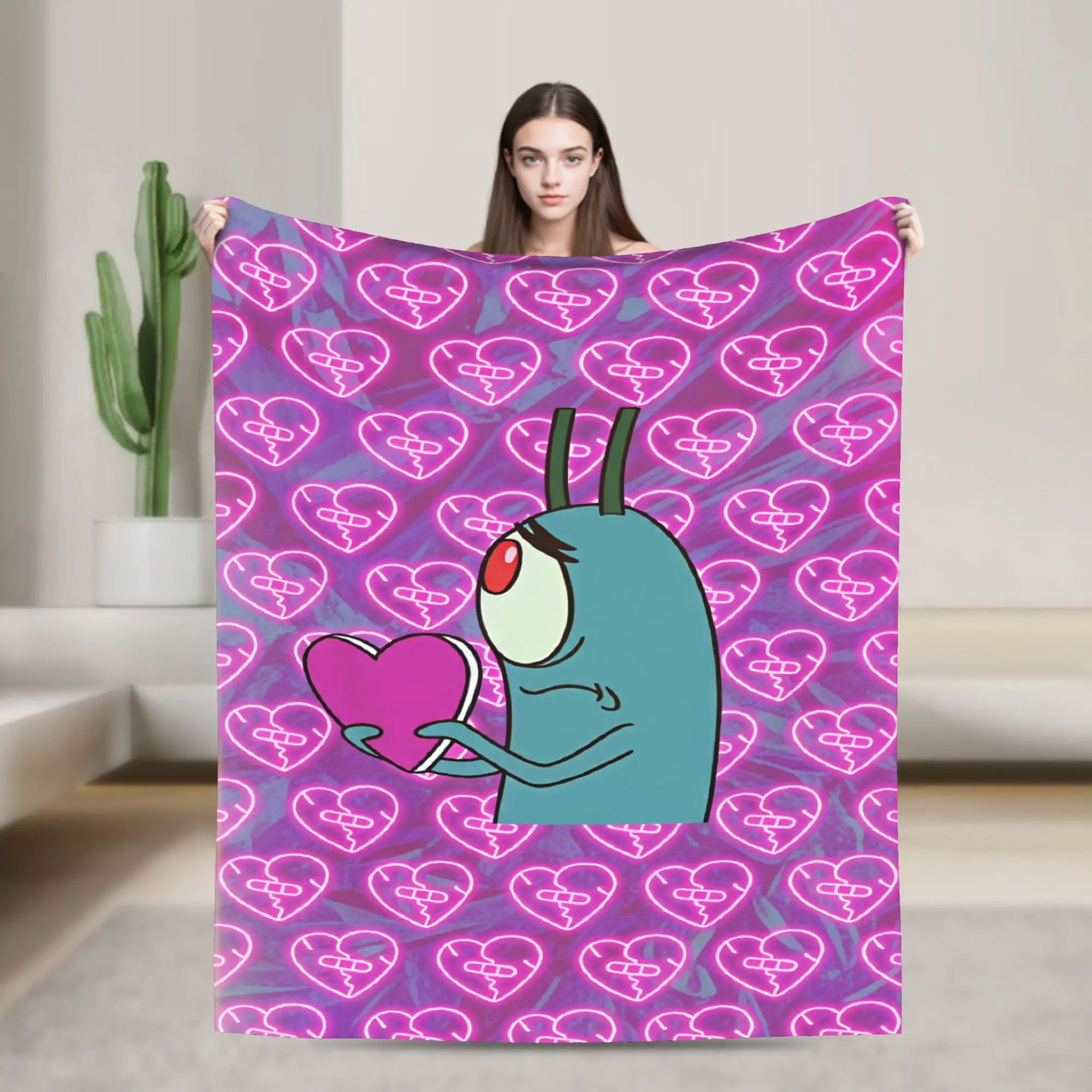 SpongeBobs Plankton  Blankets  Soft Warm Street Trend Plush Bedding Throws For Girls Boys Couch Bed Flannel Bedspread Bed Cover