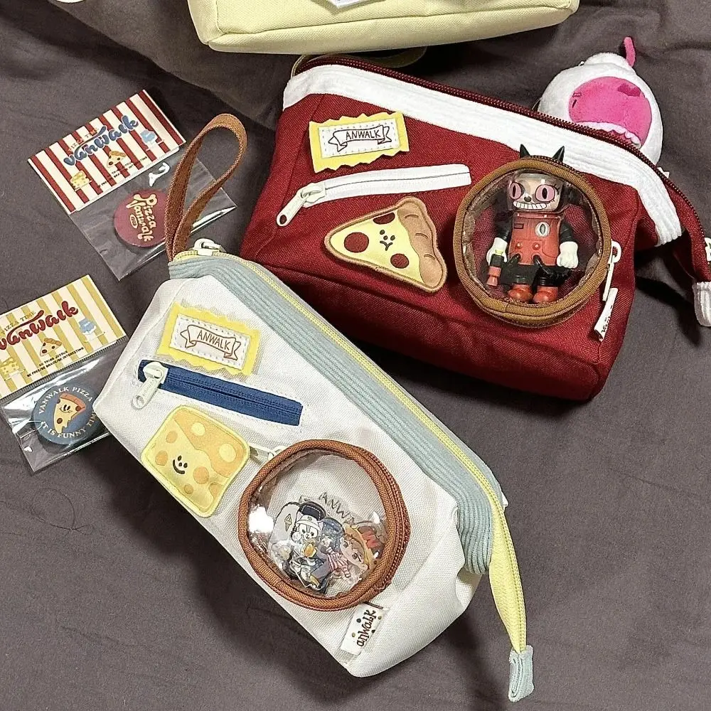 

Large Capacity Solid Color Pencil Case Simple Casual Canvas Pencil Bag Portable Fashion Zipper Stationery Bag