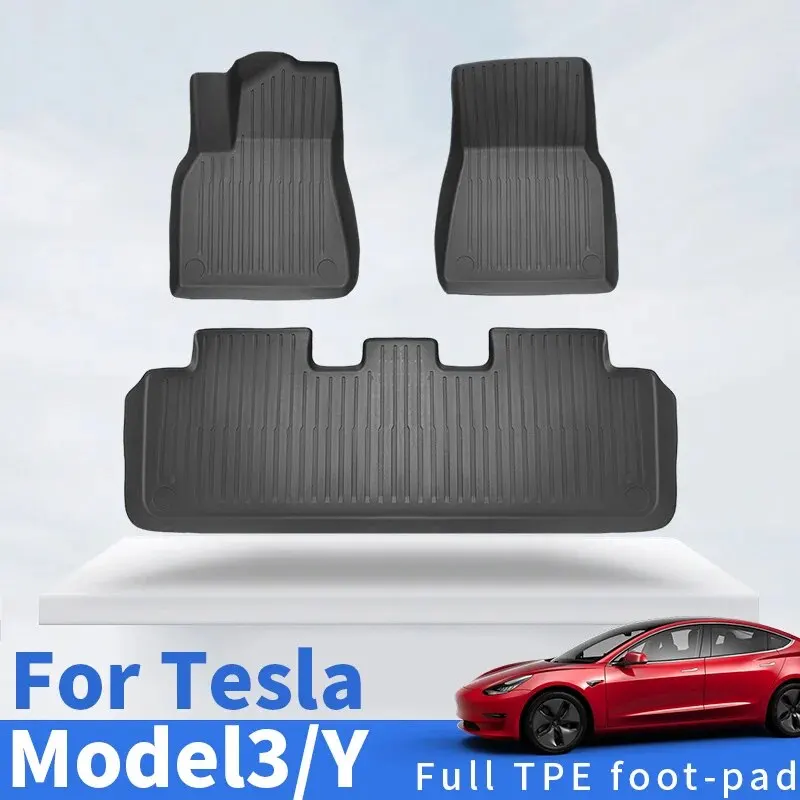 For Tesla Model 3 Y 3DTPE Floor Mats Black Pad Foot Pad Tesla Custom Floor Liner Fully Surrounded Floor Mats Waterproof Non-Slip