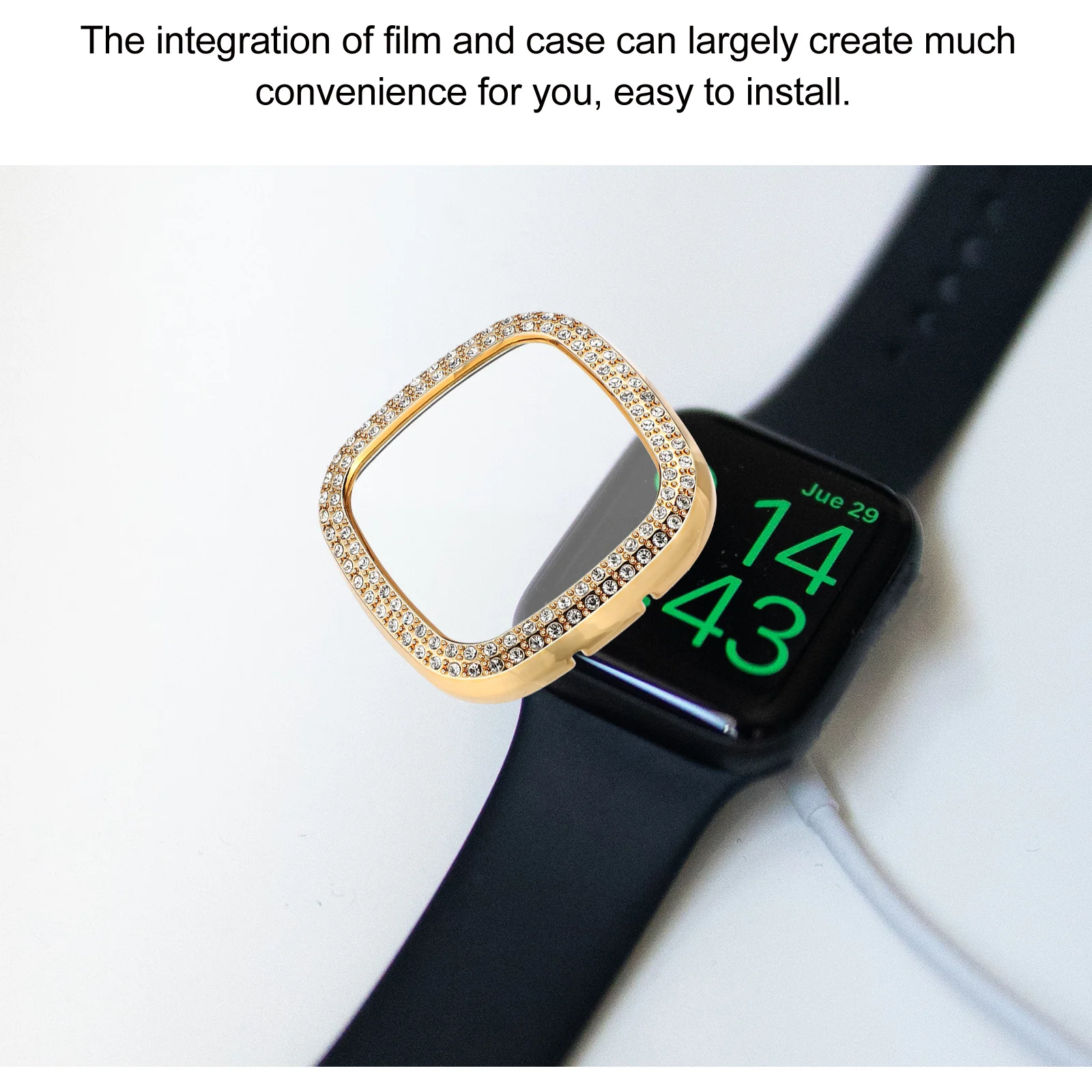 

Electroplated Protective Case Full Coverage Watch Shell For Versa3 Scratch Resistant Dirt Grease Proof Pc Cover