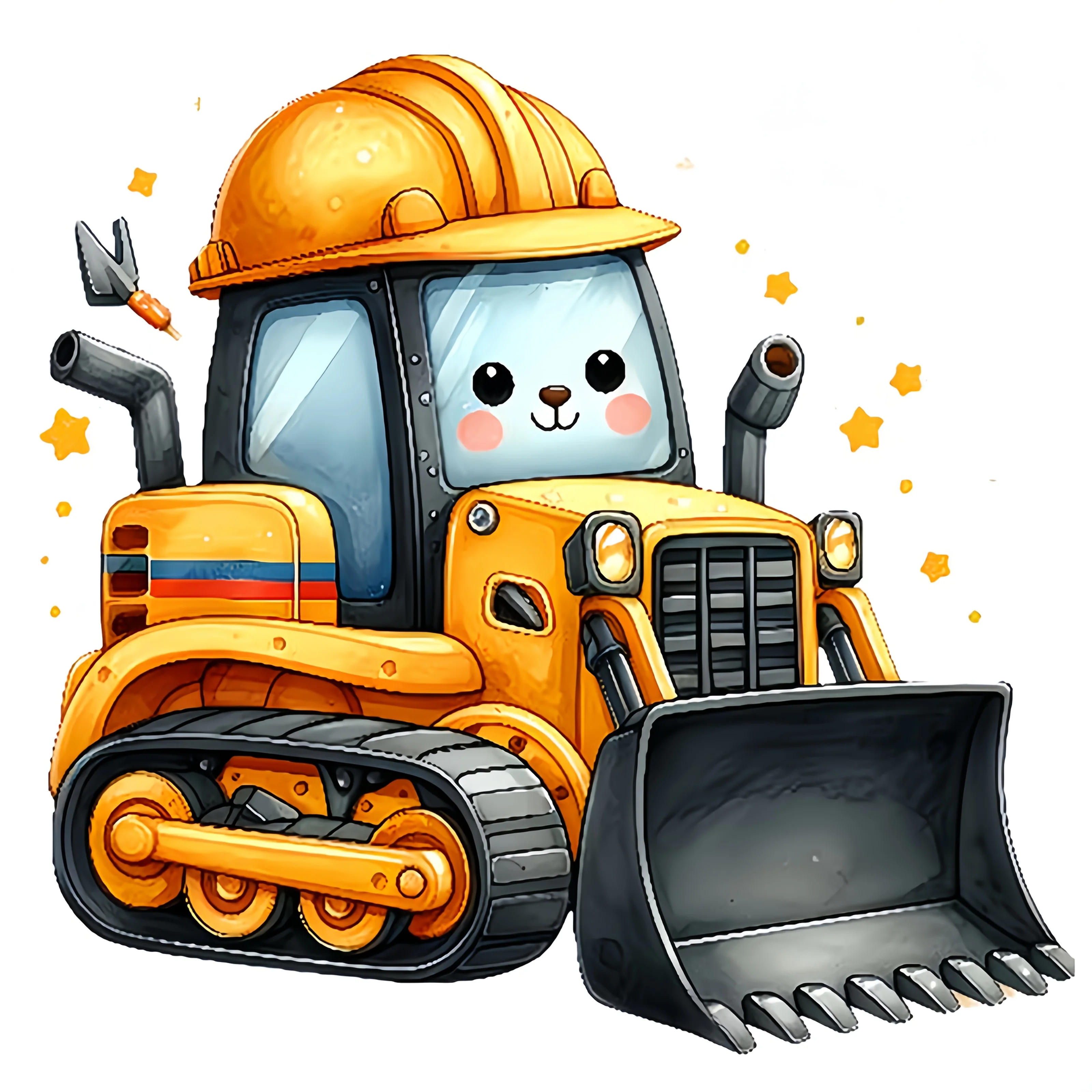 Excavator Cartoon Vinyl Car Sticker, Durable Easy-Apply Decal for Laptop, Fridge, Table, Water Bottle, Smooth Surfaces