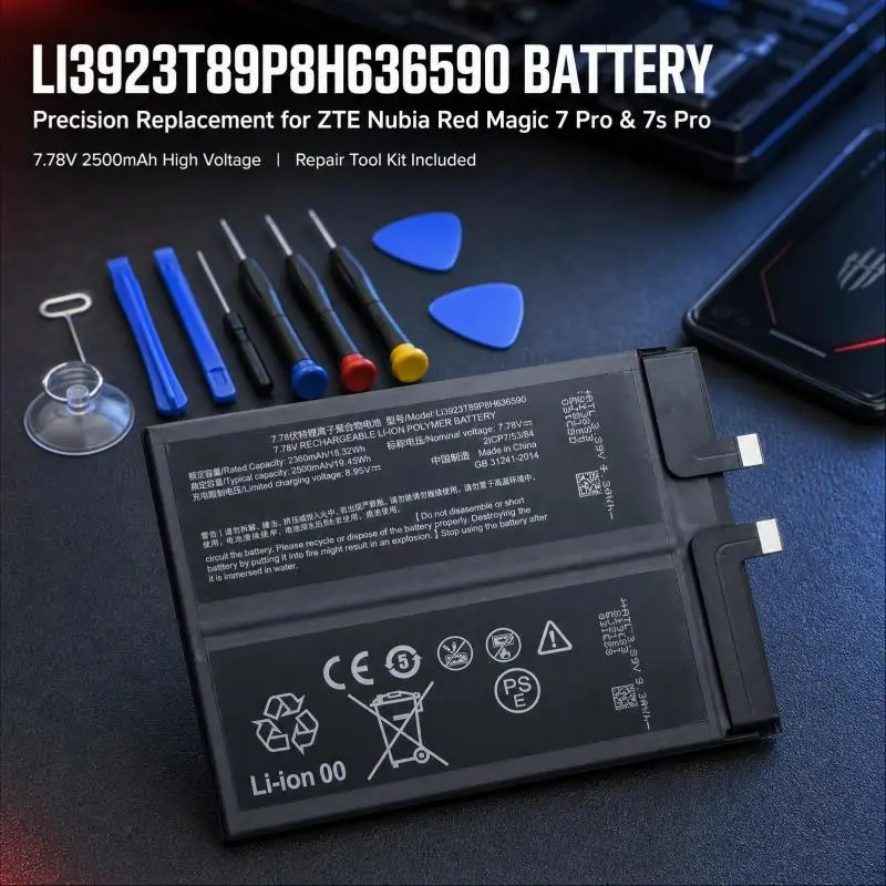 LI3923T89P8H636590 2500mAh Replacement Mobile Phone Battery For ZTE Nubia Red Magic 7Pro NX709J 7s Pro NX709S With Repair Tools