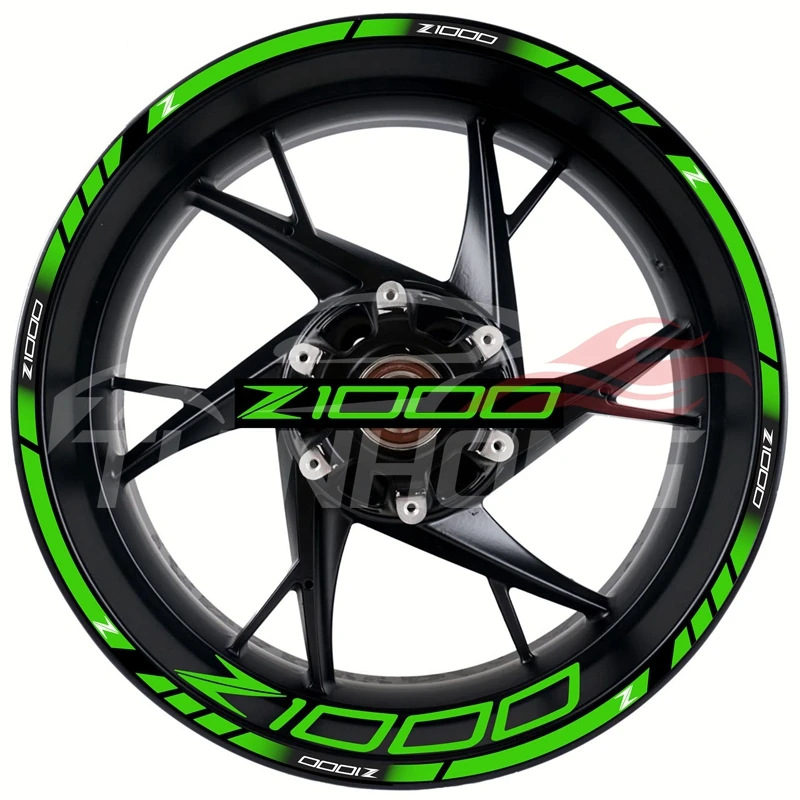 Novo padrão para kawasaki z1000 motocicleta um conjunto 17 Polegada dianteiro e traseiro quadro decalque roda hub à prova dwaterproof água reflexivo aro adesivos