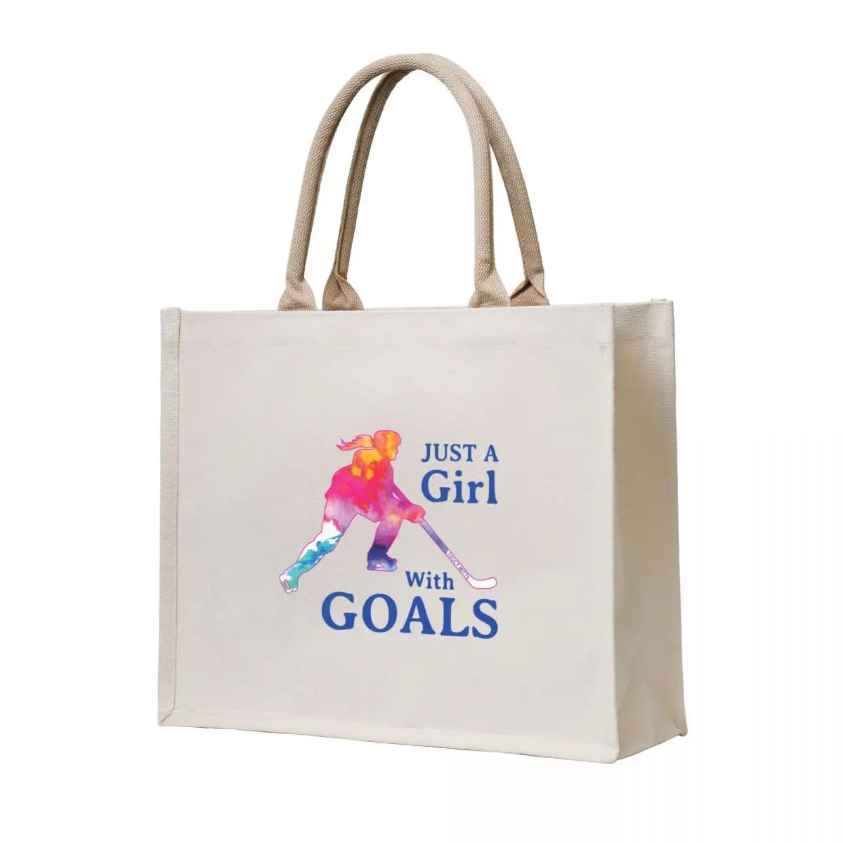 

Just a Girl with Goals Hockey Watercolor Tote Bag tote bags men tote bag custom Cloth bag Portable shopping