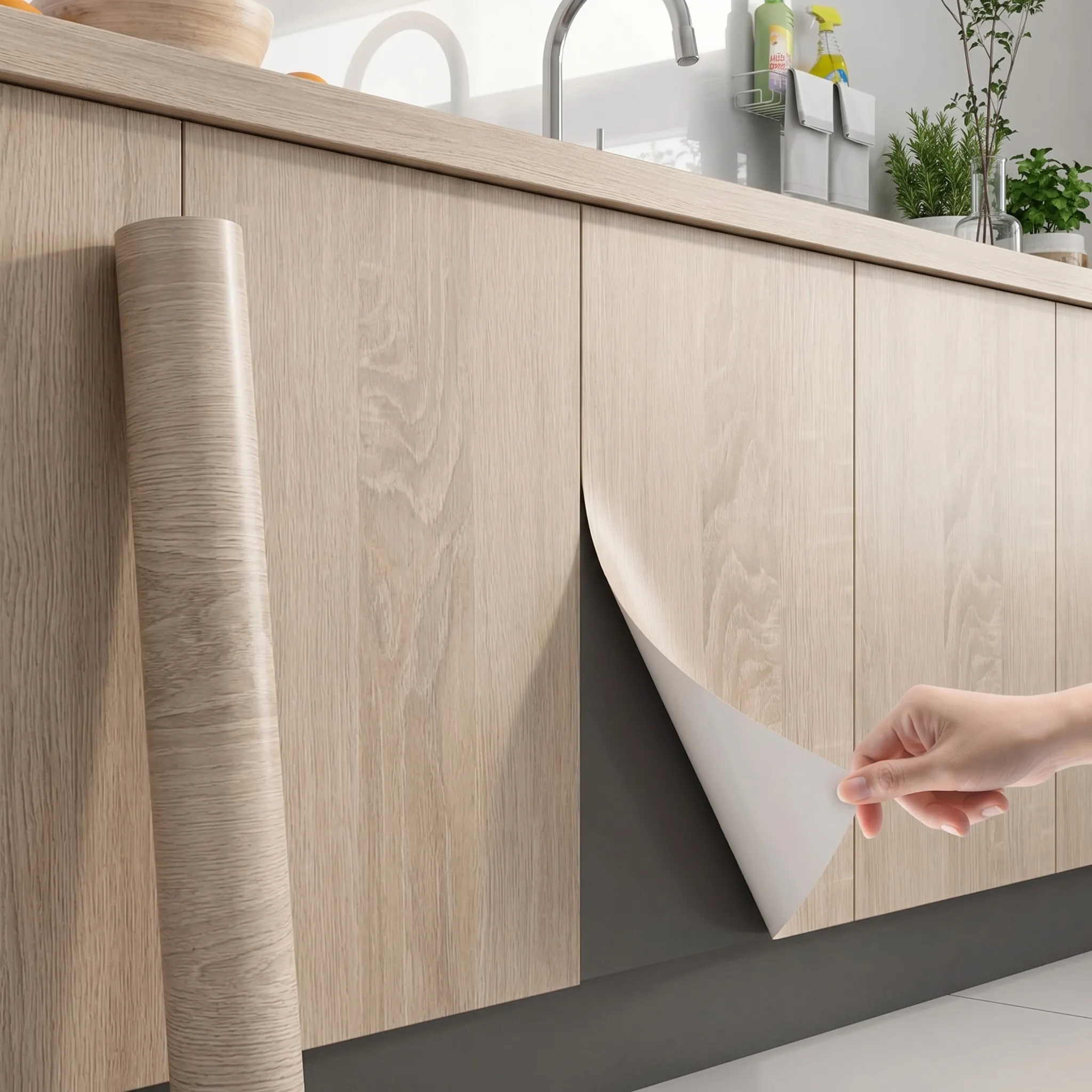 Wood Grain Self Adhesive Wallpaper Waterproof PVC Peel And Stick Wall Sticker Furniture Cabinet Table Door Renovation Home Decor