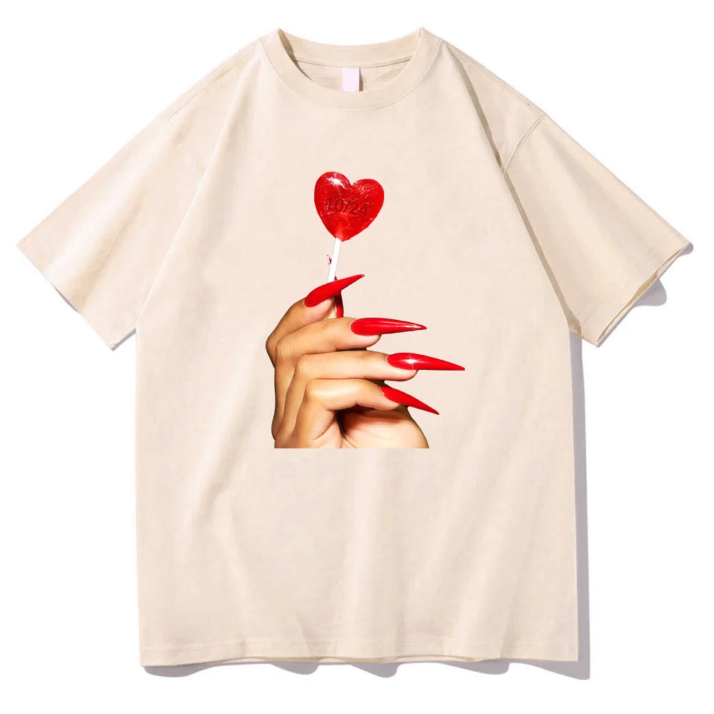 ميغان ثي ستاليون عاشق فتاة كاندي القلب تي شيرت الساخن فتاة الصيف القطن تي شيرت للجنسين مغني الراب الهيب هوب موضة قصيرة الأكمام المحملة