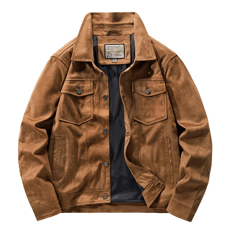 2026 Autumn New American Retro High Street Multi Pocket Workwear Jacket for Men Winter Suede Men's Casual Loose Jacket Coat