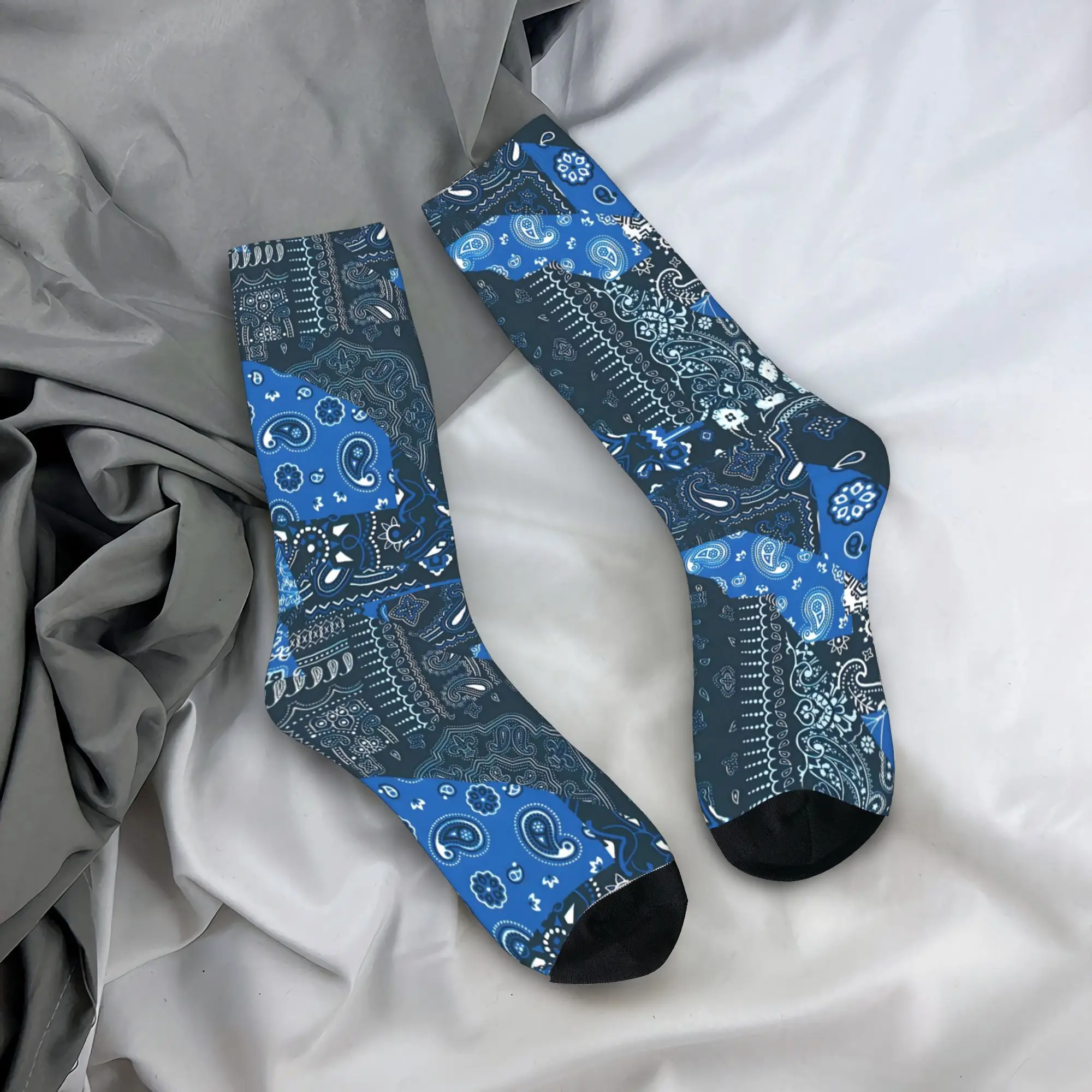 Custom Funny Printed Vintage Paisley Oriental Kerchief  Hot Socks for Men Women Stretch Summer Autumn Winter Classic Crew Socks