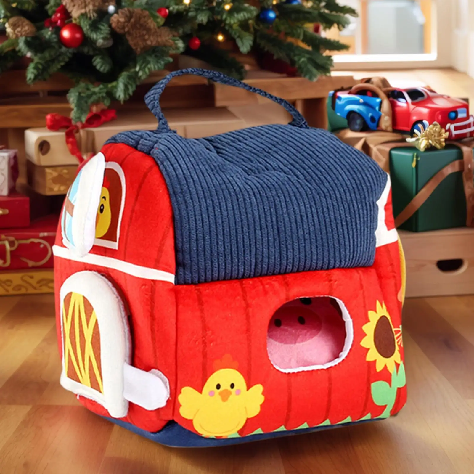 Giocattoli da fattoria di peluche Animali di peluche interattivi per lo sviluppo portatili morbidi Giocattoli sensoriali Fienile di peluche per ragazzi Ragazze Bambini Famiglia