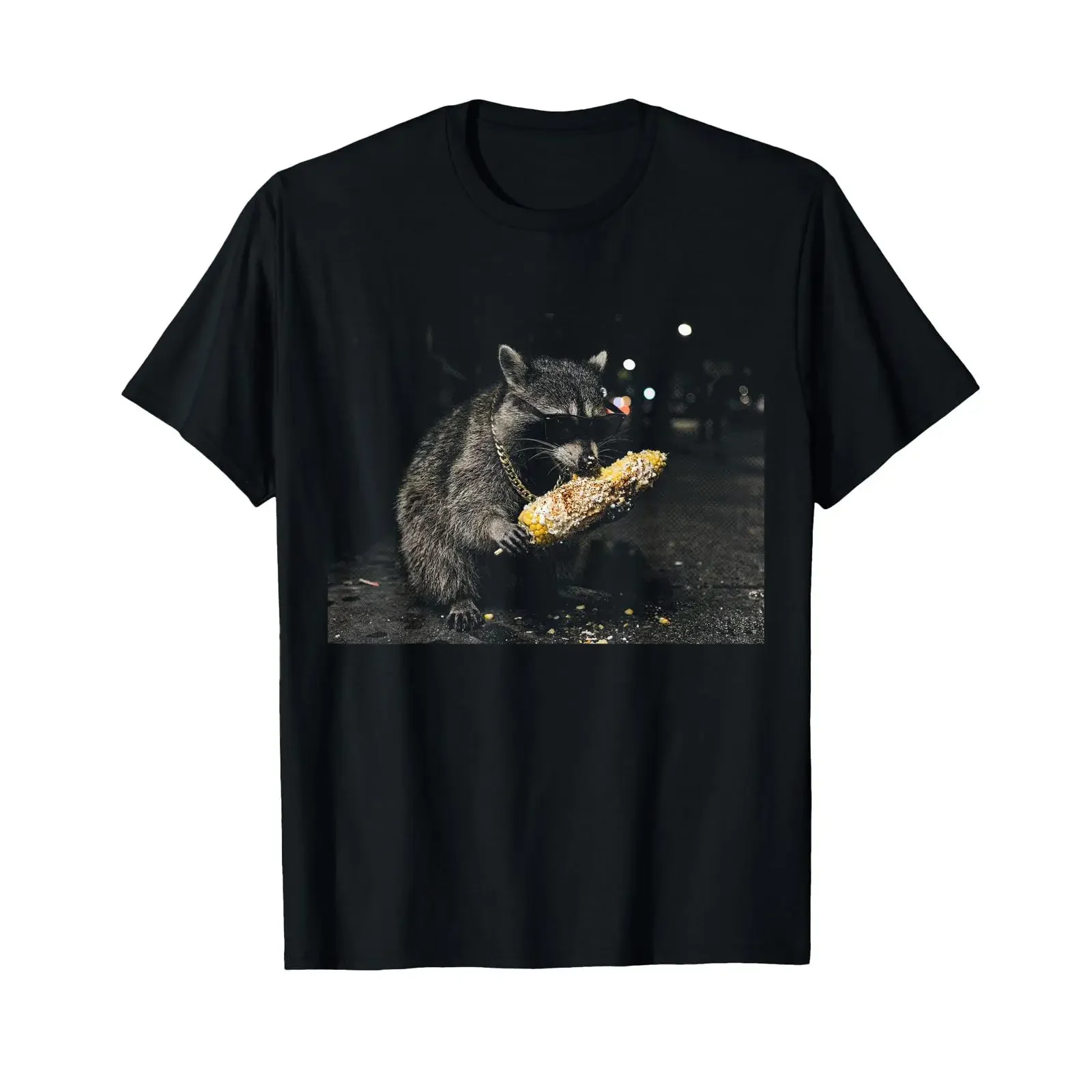 Funny Raccoon Eating Mexican Elote T Shirt vintage Washed graphic Slightly Breathable Stylish Casual streetwear Comfortable