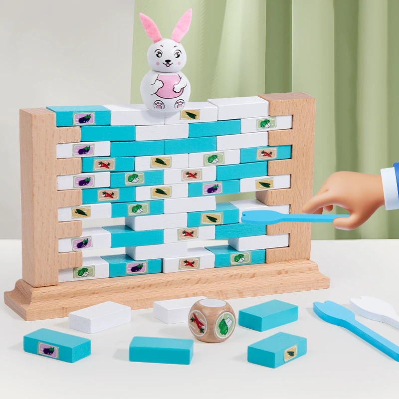 Wall Demolition Game Knock On Ice Brick Rabbit Building Push Stacking Board Educational Parent-Child Interaction