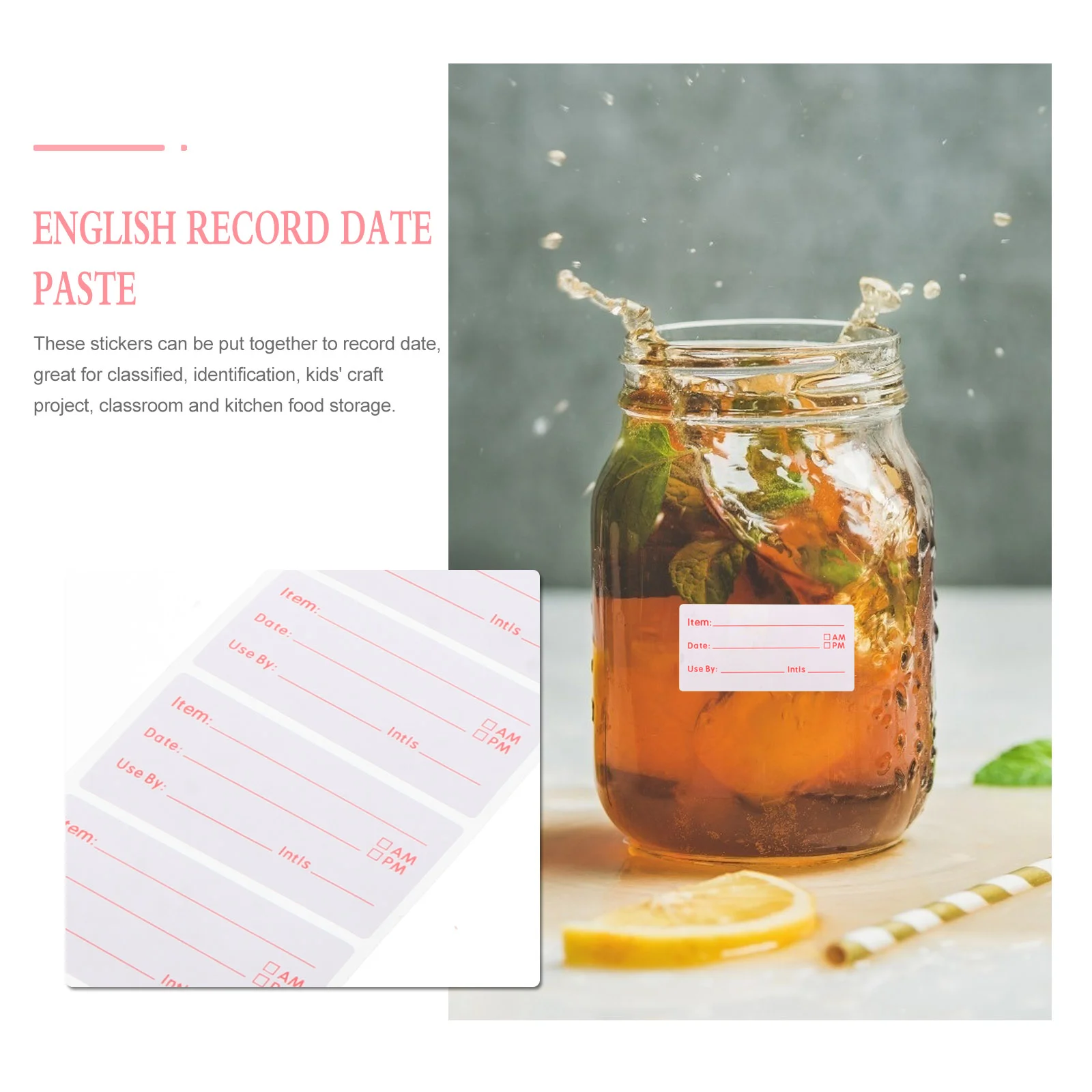 Food Record Label Box Labels Marked Sticker Container Kitchen Date Copper Plate Stickers Small Jar