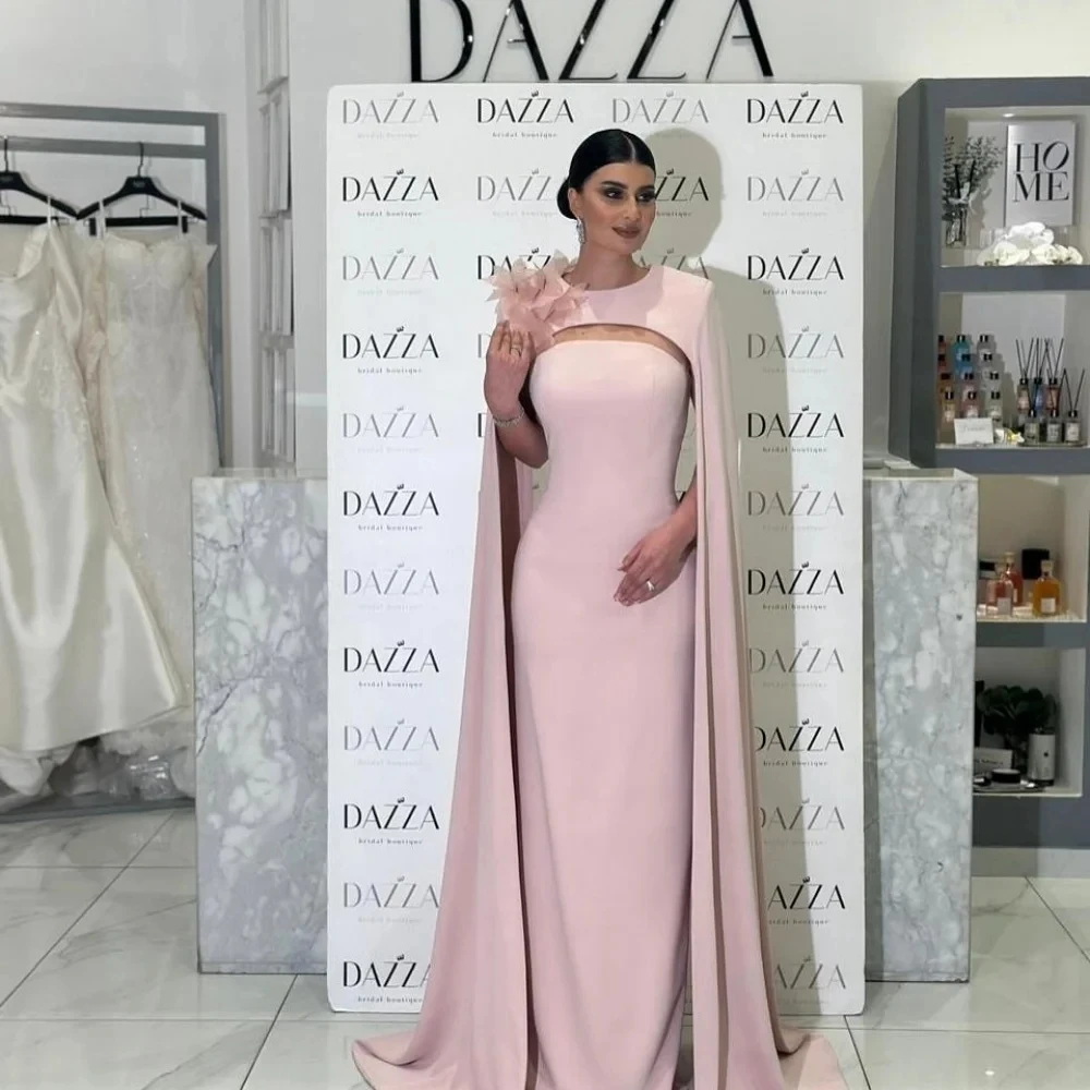 

Pink Floral Women Long Bespoke Occasion Gown Evening Dresses Prom Pastrol Unisex Jersey Retro Dubai Saudi Arabic Customized