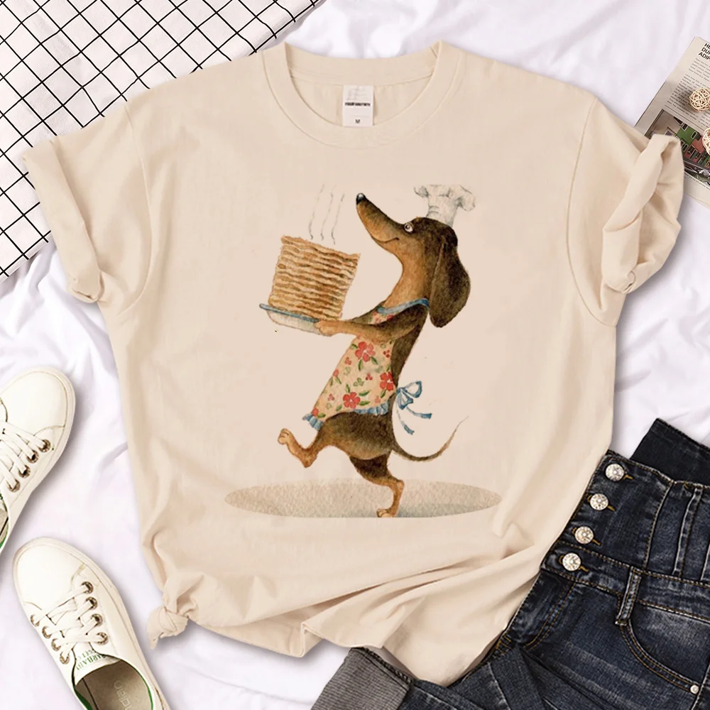 Dachshund t-shirts women manga t shirt female funny y2k 2000s clothing