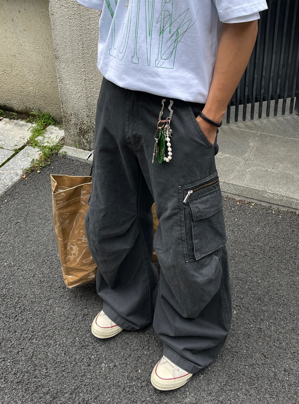 

Cleanfit American High Street Vintage Multi-Pocket Work Pants Loose Straight Leg Wide Leg Casual Trousers for Men And Women