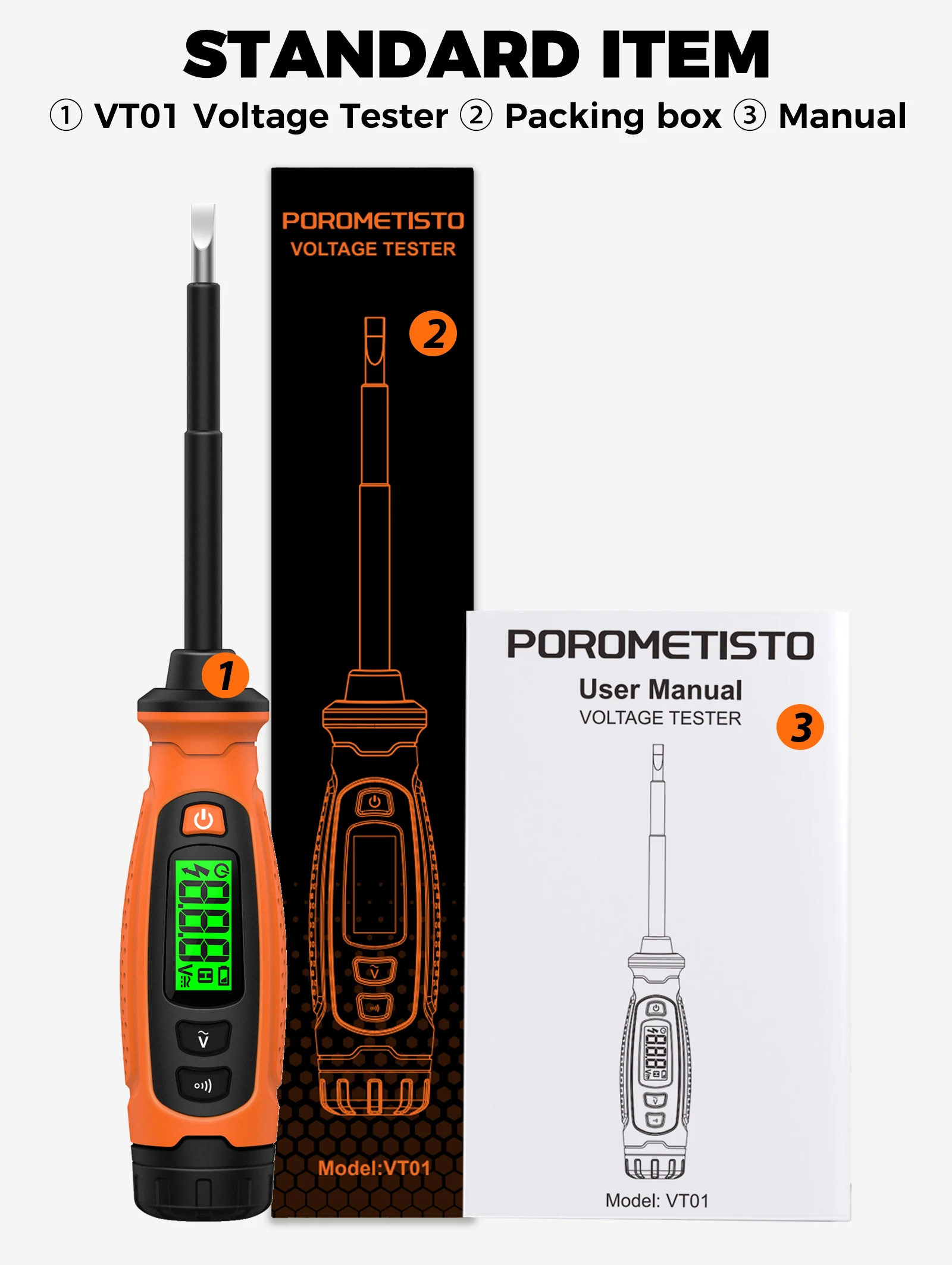 VT01 Spannungsprüfer-Stift 3V-500V Berührungsloser Schraubendreher mit LCD-Display Voltmeter-Detektor Elektrischer Stift Spannungsanzeiger – Detail 11