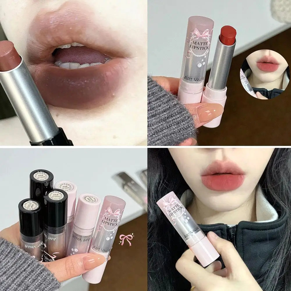 Fluwelen bruine afwerking matte lippenstift, superzachte en ultra zijdeachtige lippenstift, langdurige en hydraterende veganistische lipmake-up voor vrouwen X9M5