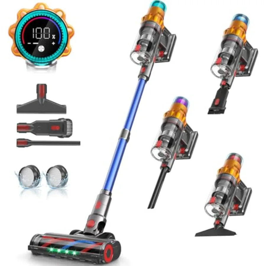 

S8 Cordless Vacuum Cleaner 600W 48Kpa Stick Vacuum with 65Mins Runtime Self-Standing 1.6L Large Dust Cup Anti-Tangle Smart Wire