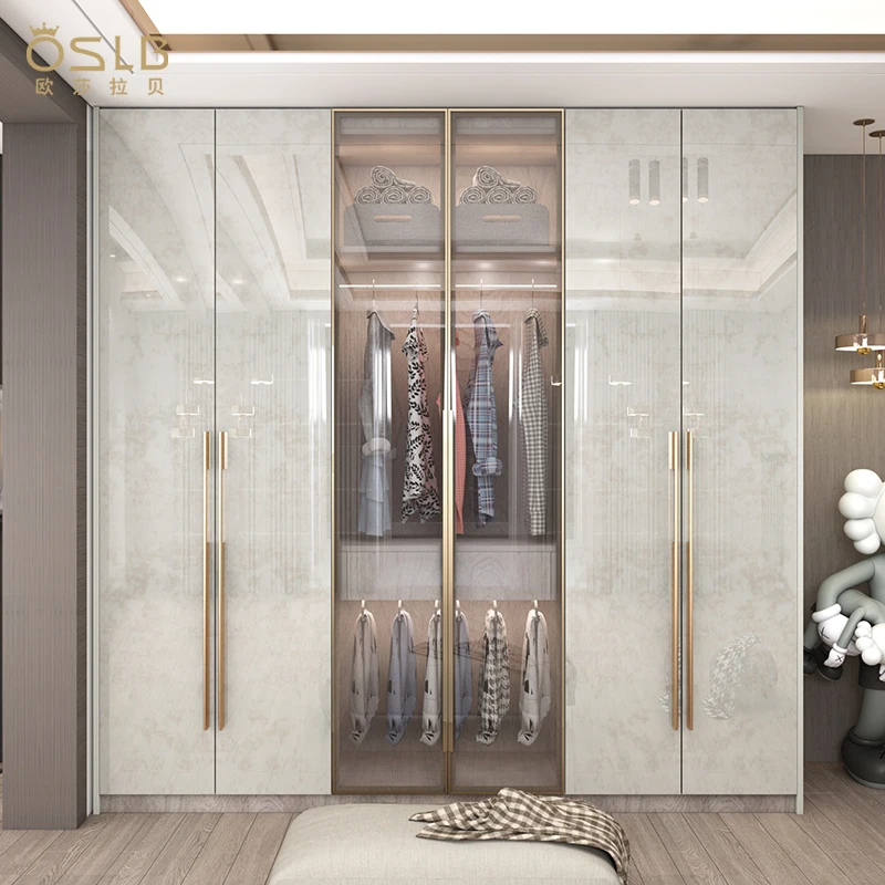 

Modern minimalist overall combination glass door wardrobe Clothes high-end elegant wardrobe armario de ropa bedroom furniture