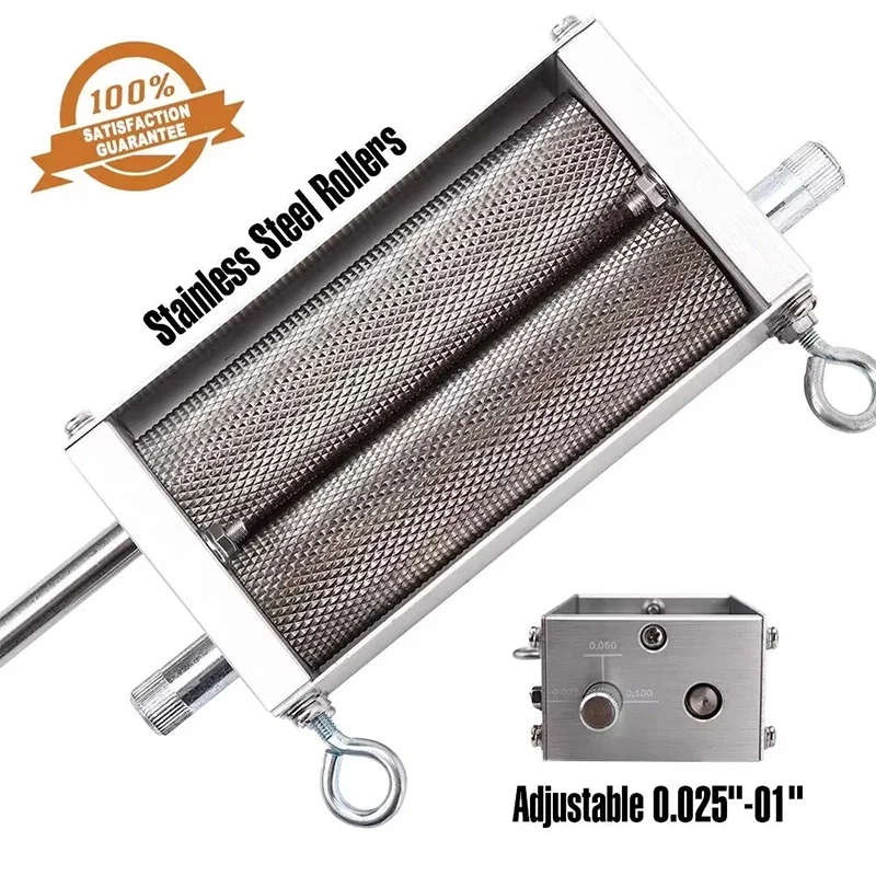 Malt Grinder Grain Mill Brewing for Grain Malt Barley Homebrew Beer, Grain Crusher Grinder with Metal Base 2 Rollers