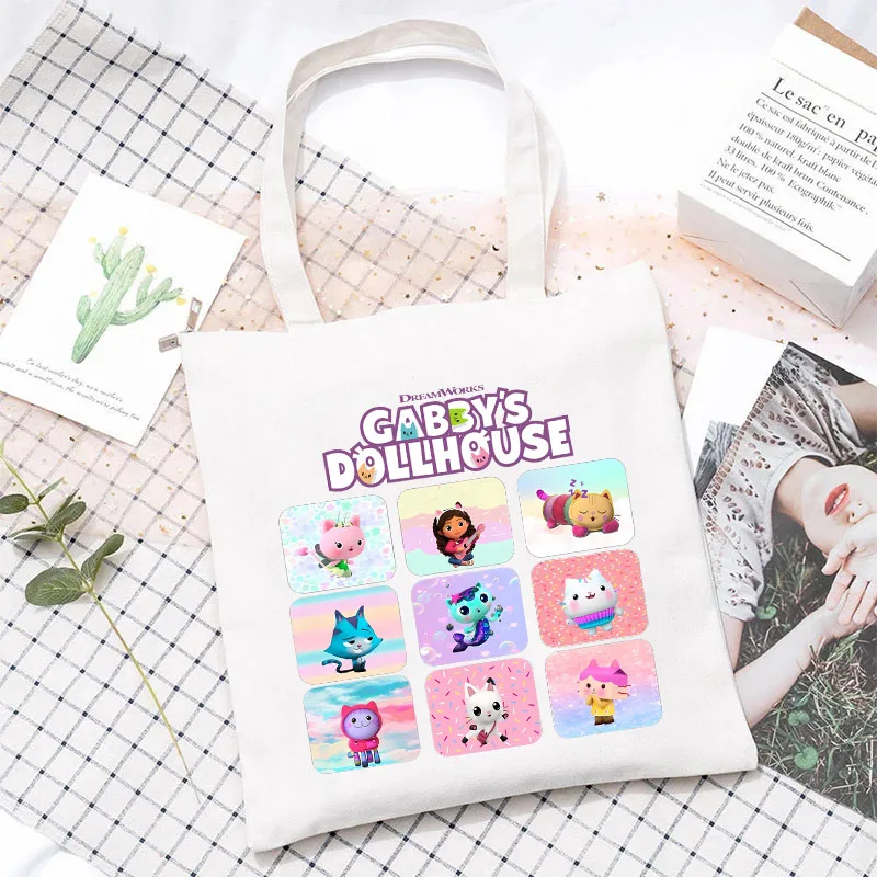 

Gabby Dollhouse Canvas Bags Boy Girl Cartoon Anime Shoulder Bag Children's Kawaii Large Capacity Handbag Commuting Storage Bags