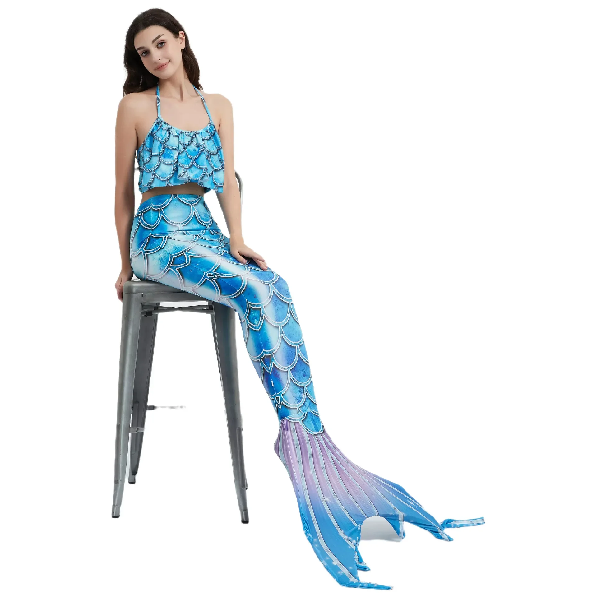 Купальный костюм с хвостом русалки и бикини, пляжная одежда, женский костюм с хвостом русалки, косплей, аниме, костюм