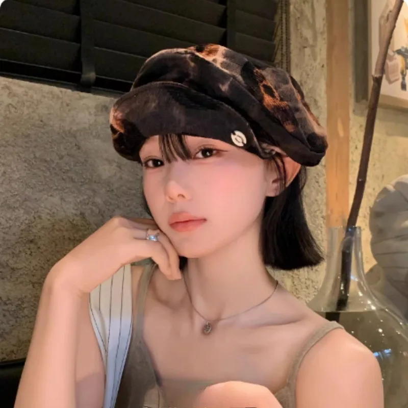 Japanese Gradient Color Pleated Texture Design Berets Women's Spring and Autumn Fashion Big Head Soft-brimmed Newsboy Caps