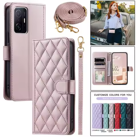 Long lanyard Flip Leather Phone Case for XiaoMi 15T Pro 14T 13T 12T 11T 15 14 Ultra POCO X7 X6 X5 X3 F5 Wallet Cards Cover Coque