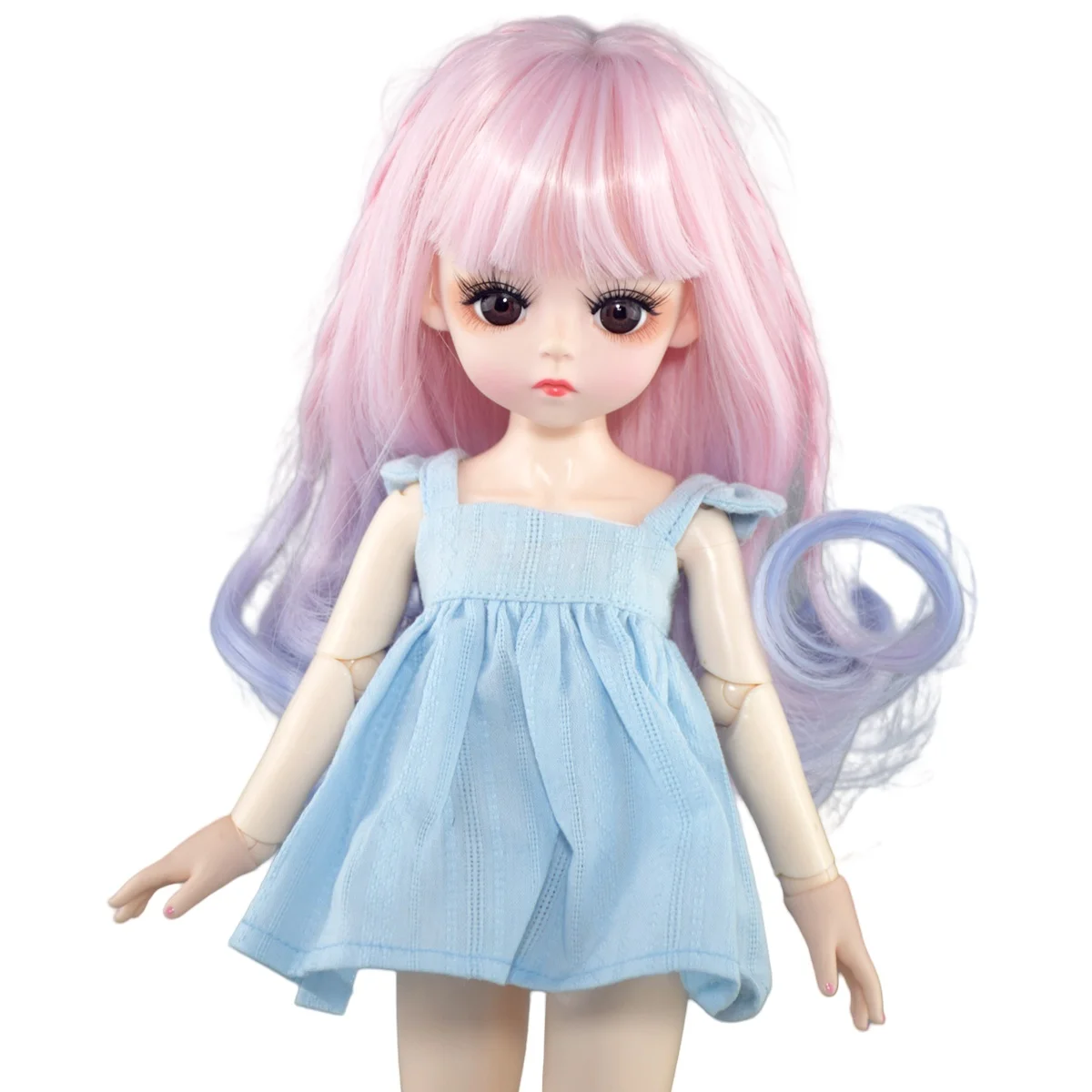 YUTOTUE 30cm Height Girl Doll Toy Gradient Curly Hair Dress Shoes Removable Set Lifelike