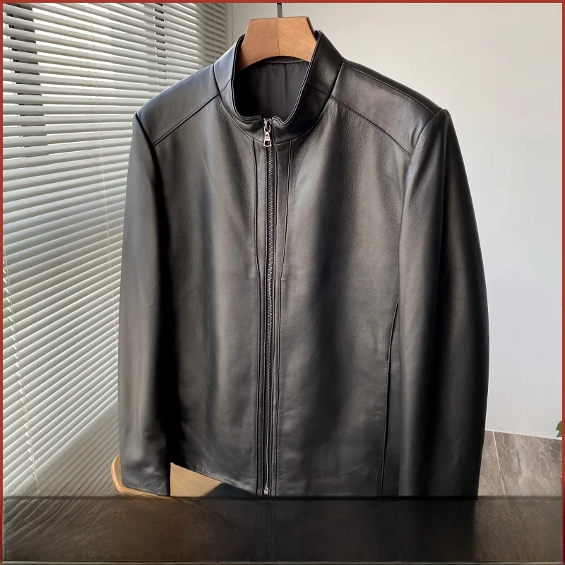 

Мужская повседневная куртка премиум-класса из овчины с застежкой-молнией на молнии, повседневное однотонное пальто на весну, осень и зиму