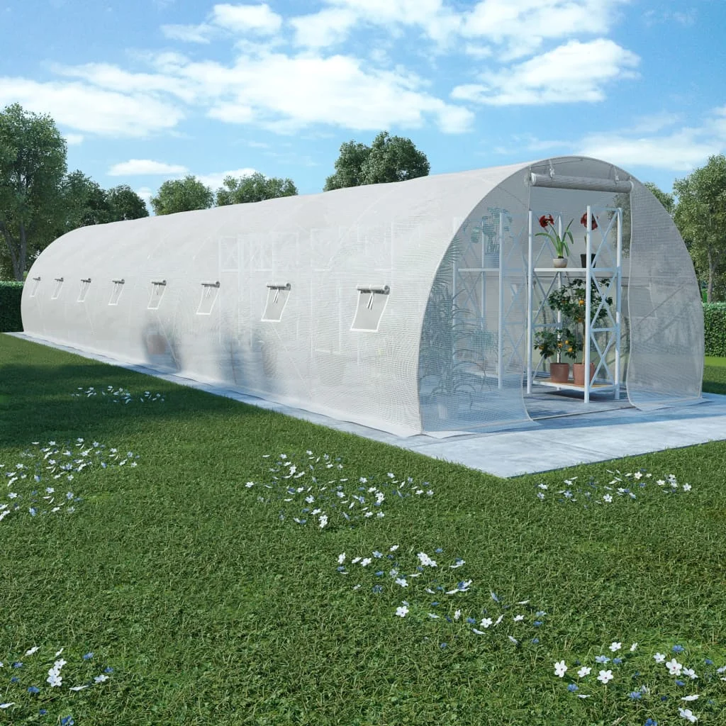 Large Walk-in Greenhouse with 16 Side Windows PE Mesh Fabric Robust Stainless Steel Galvanized Structure Easy Assembly