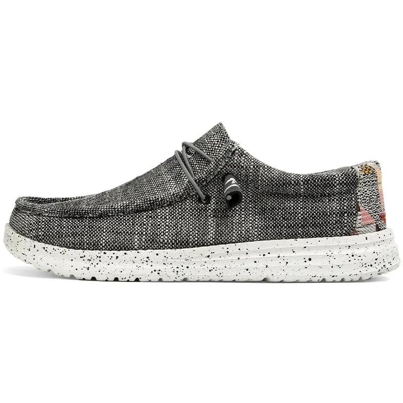 Plus Size Canva Men's Slippers Summer Style One Step Easy Shoes Rubber Sole Comfortable Breathable Men's Casual Shoes