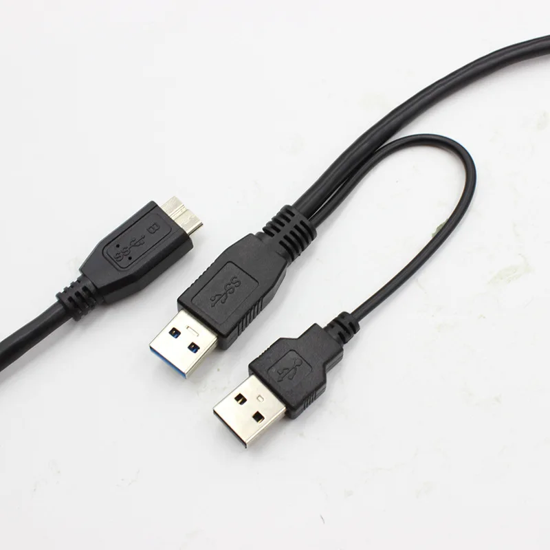 0.5m 1m USB 3.0 To Micro Y Cable with Extra USB Power Cable USB3.0 Male To Micro Data Cord Adapter Cable For HDD Hard Drive