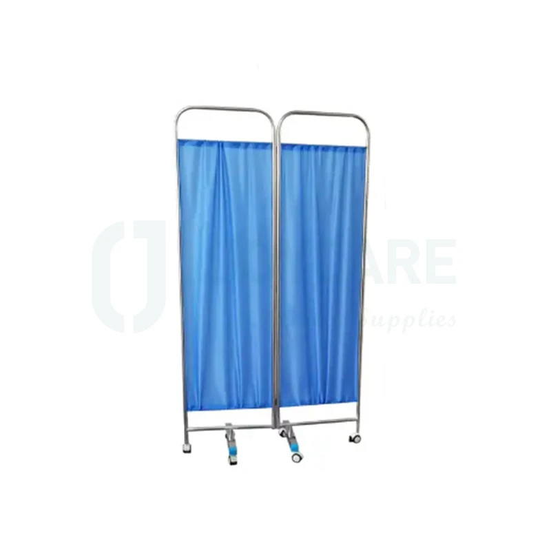 

Hot Sale Stainless Steel 2 Medical Ward Room Divided Bed Partition Divider Folding Hospital Folding Screen Curtains With Wheels