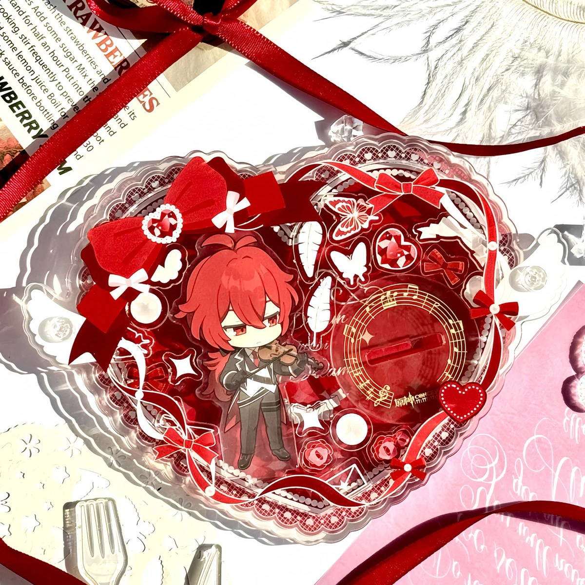 Angel Heart Shaker Beads Series Set, Acrylic Badge Display Stand, Anime Goods Protector Case, Pin Decoration for Oshi Activity