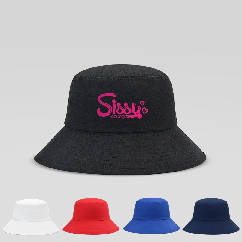 SISSY Letters Fuuny Bucket Hats for Men and Women New Fashion Summer Outdoor Hats Cap Black White Red Bucket Hats