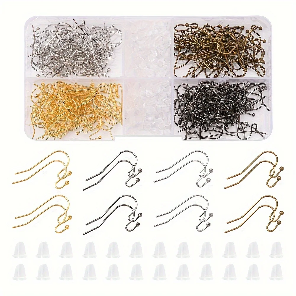 480 pieces/box rose gold flash ear thread ball head French earring hooks for pendant earring jewelry making, DIY jewelry parts