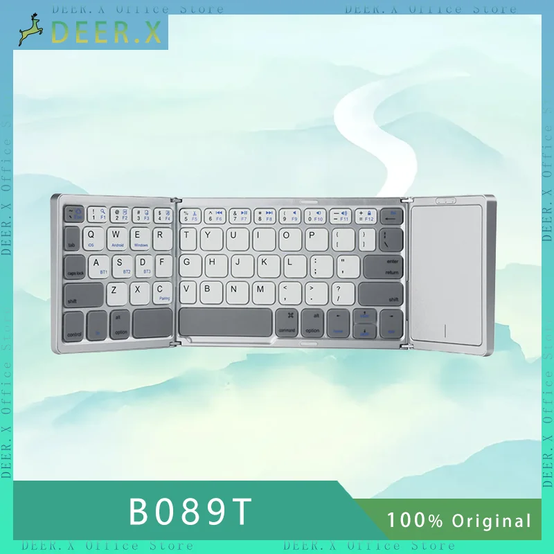 

B089T Triple Fold Keyboard Ultra thin Wireless Bluetooth with Touchpad Portable Keyboard Suitable for Tablets, Laptops