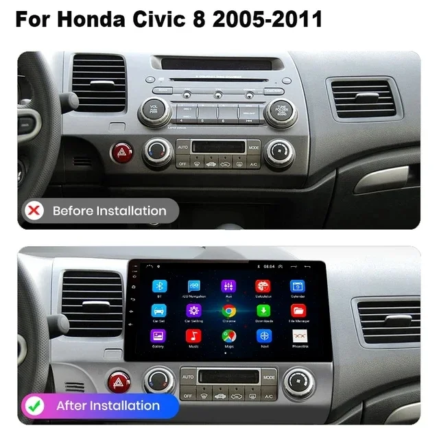 

Android 13 Radio For Honda Civic 2005 2006 2007 2008-2012 Car stereo Multimedia Player Carplay Auto GPS navigation 2DIN no DVD