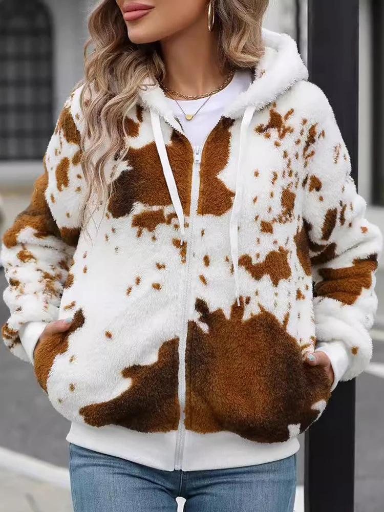 

Двусторонняя флисовая куртка, зимнее теплое плюшевое пальто с капюшоном на молнии, утепленная термотолстовка, повседневная зимняя верхняя одежда