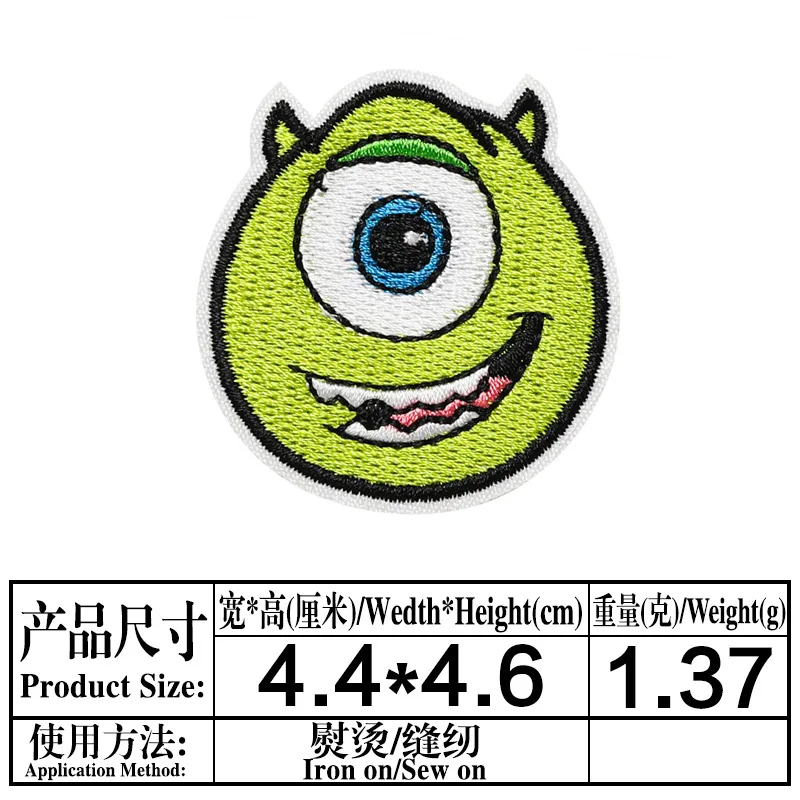 Disney Monsters, Inc. James P. Sullivan Animal Patches for Clothes Girls Boys Embroidery Appliques Child Clothing Accessories