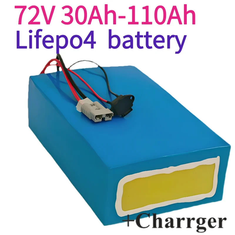 

Batterie au lithium Lifepo4 avec chargeur,72V, 50Ah, 60Ah, 40Ah, 100Ah, 80Ah, BMS pour scooter, vélo électrique, moto, 3000W,
