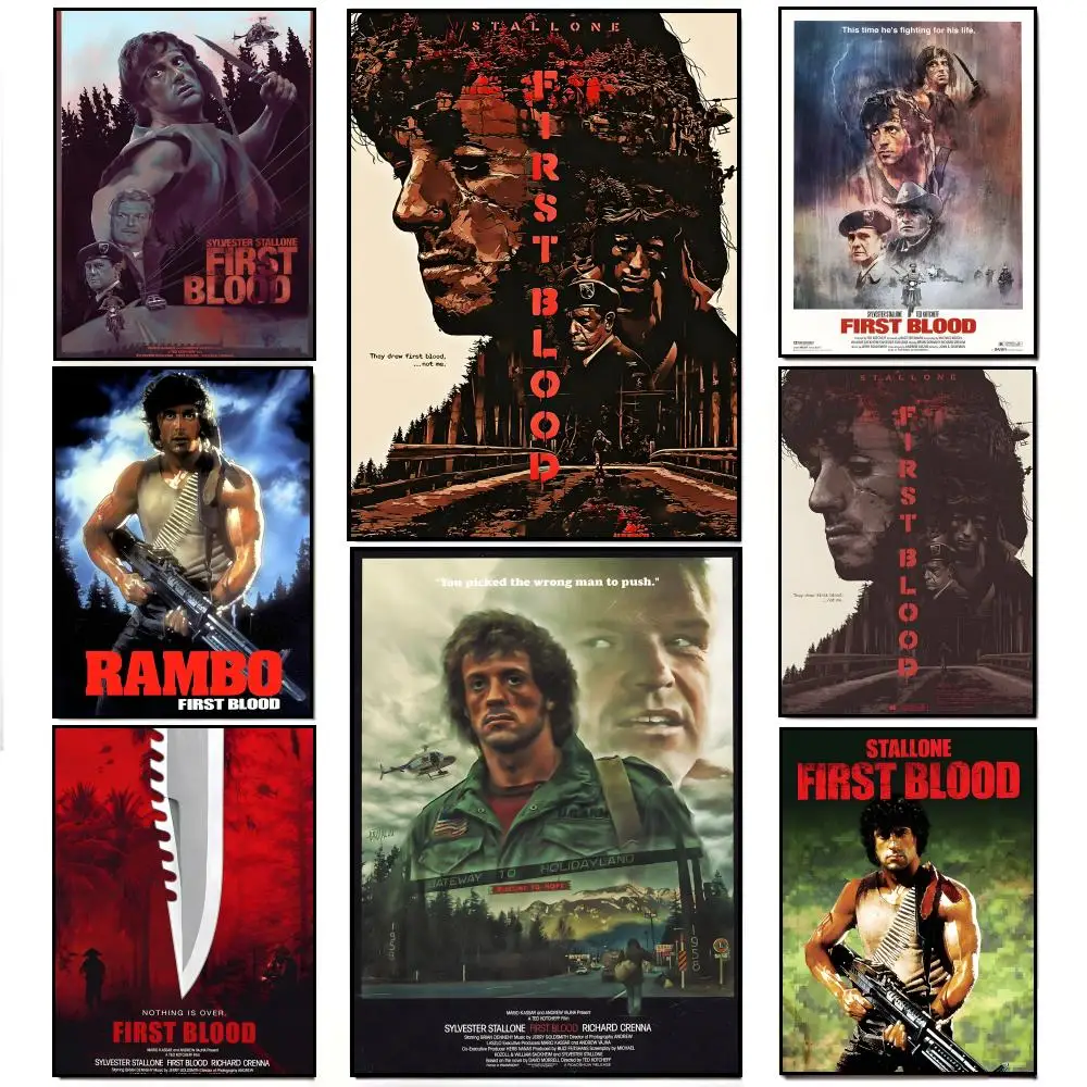 Film-Action-F-First-Blood-Poster, HD-Poster, wasserfester Wandaufkleber, Bar, Wohnzimmer, Dekoration, Geschenk