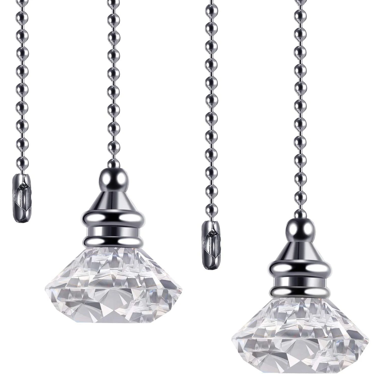 2 Pcs Crystal Pull Chains Ceiling Fan Chain Extension Fan Pull Chain Pendant 50cm Ceiling Fan Chain Extender Ornament