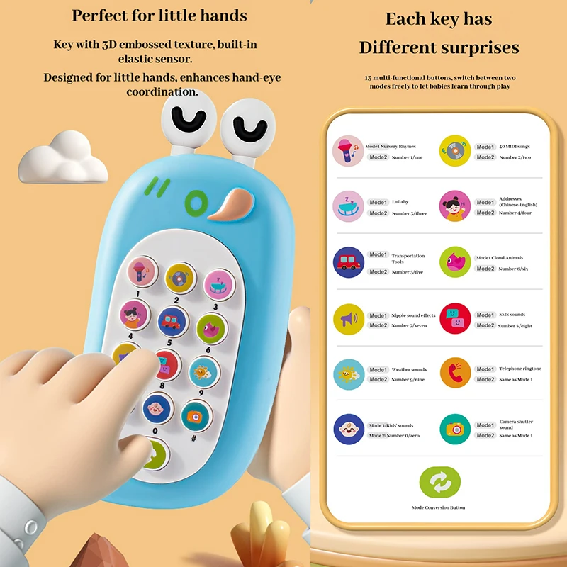 Jouet de téléphone pour bébé, son de musique, jouets de couchage avec anneau de dentition, Simulation de téléphone pour enfants, jouet éducatif précoce, cadeaux pour enfants