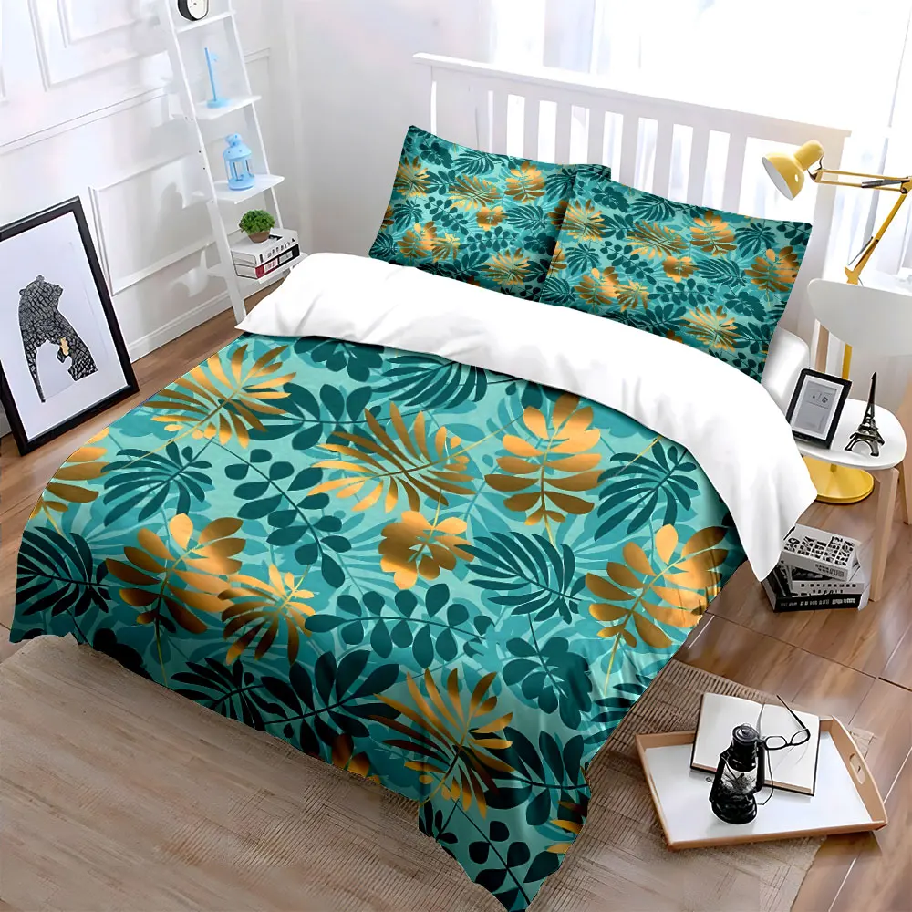 

Tropical Leaf Design Bedding Set Exquisite three-piece bedding set gift for kids and adults