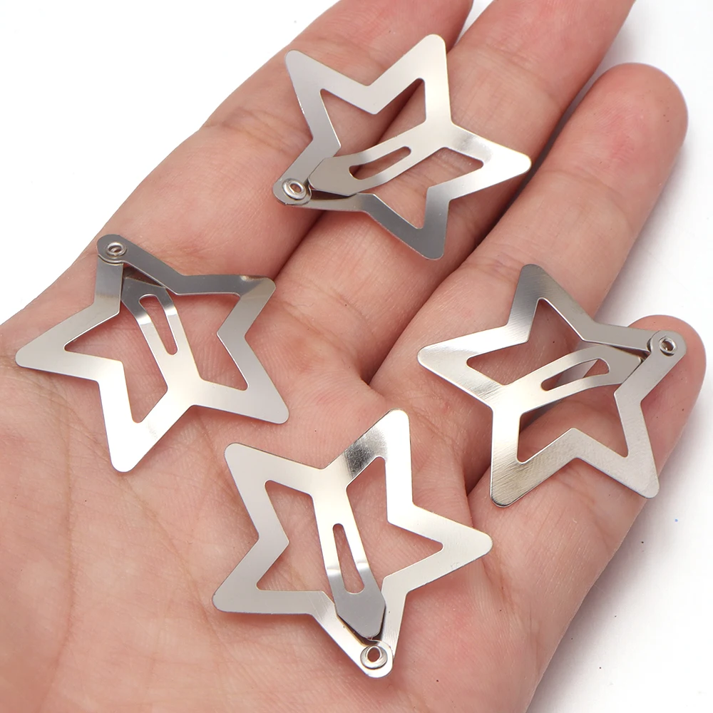 10-200Pcs Silver Star Hair Clips Set for Girls Metal Snap Barrettes with Shiny Jewel Hair Grips Fashionable Hair Accessories