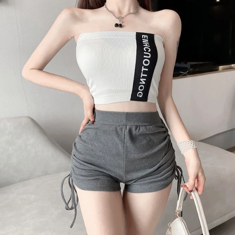 Shorts Vrouwen Soft Skinny Vouwt Hoge Elastische Taille Jogger Tieners Zomer Ulzzang Casual Femme Broek Alle-Match Solid eenvoudige