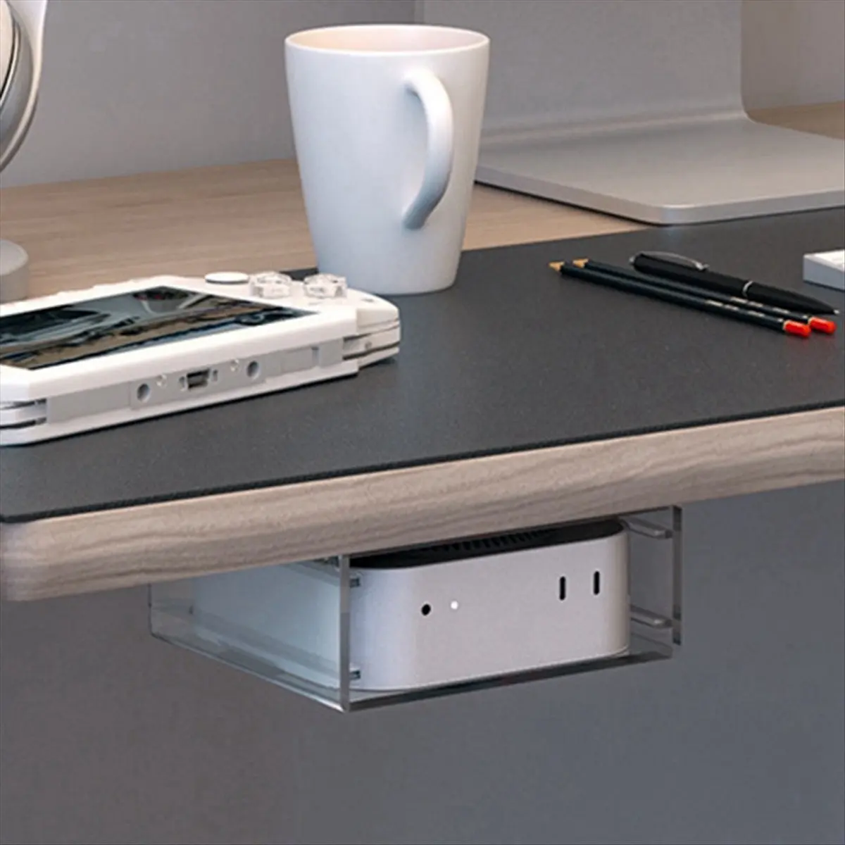 goodDT Acrylic Case Stand for Mac Mini M4 Under-Desk Wall Storage Stand
